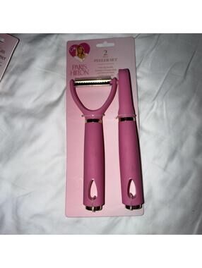 Paris Hilton PINK Peeler Set - Kitchen Gadget - Straight & Julienne NEW